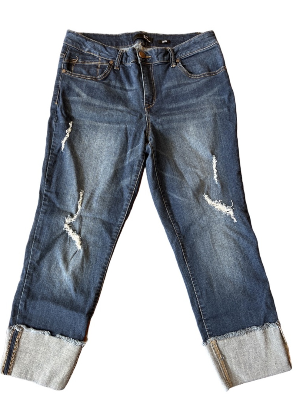 1822 Denim Taylor Distressed Cuffed Cropped Jeans size 14